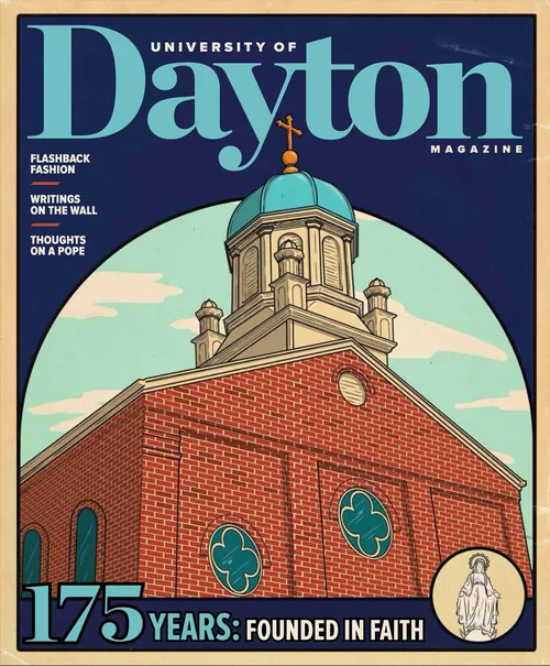 University of Dayton Magazine 175th Anniversary cover illustration by Max Erwin