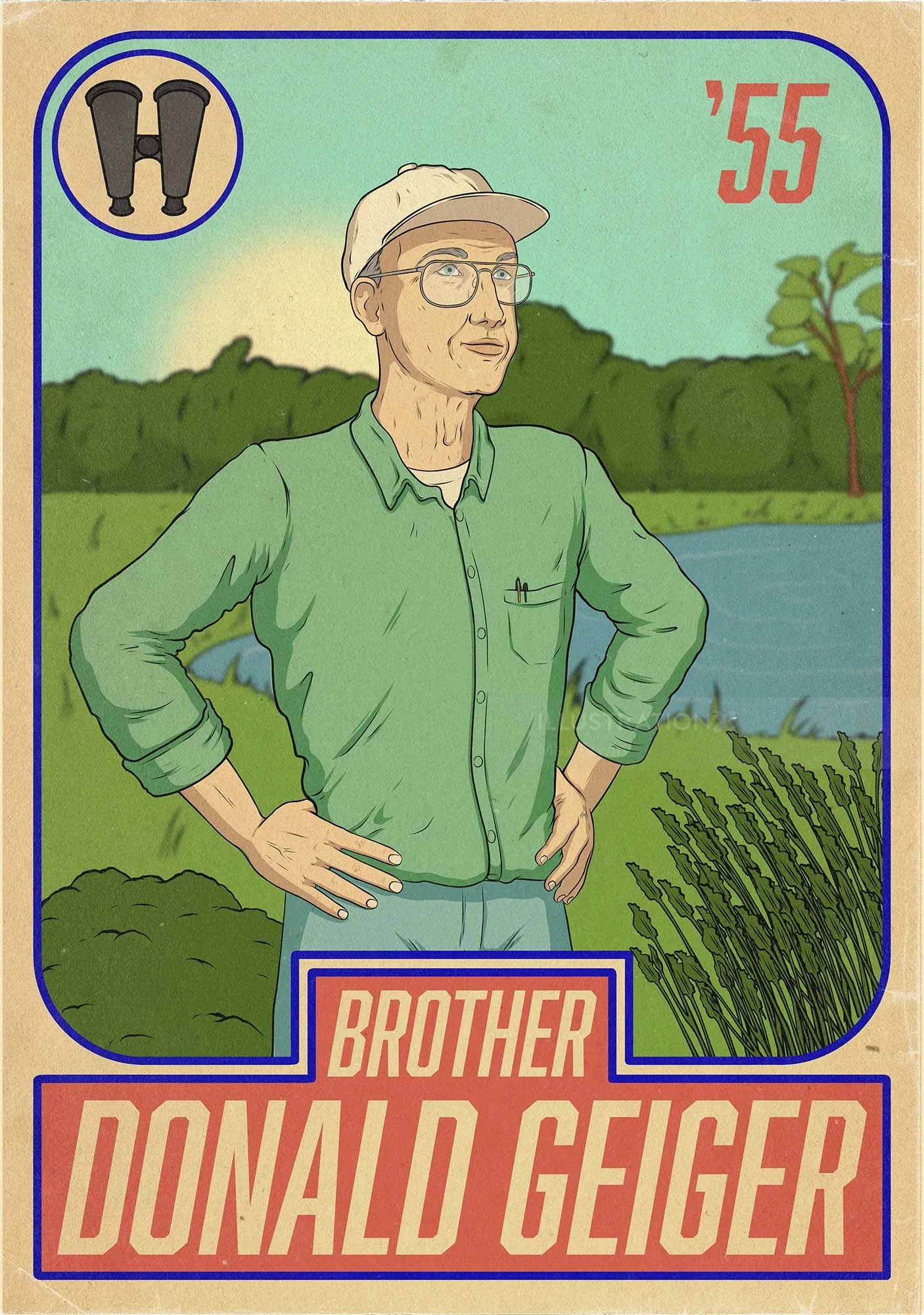 Portrait of Brother Donald Geiger in green shirt by Max Erwin