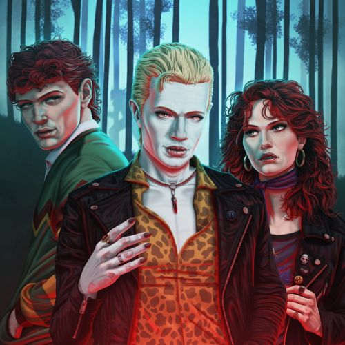 Max Marin artwork showing three gothic figures in a dark forest