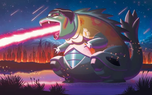 Max Marin's Goutmon's Khetjira, a colorful fantasy creature firing energy