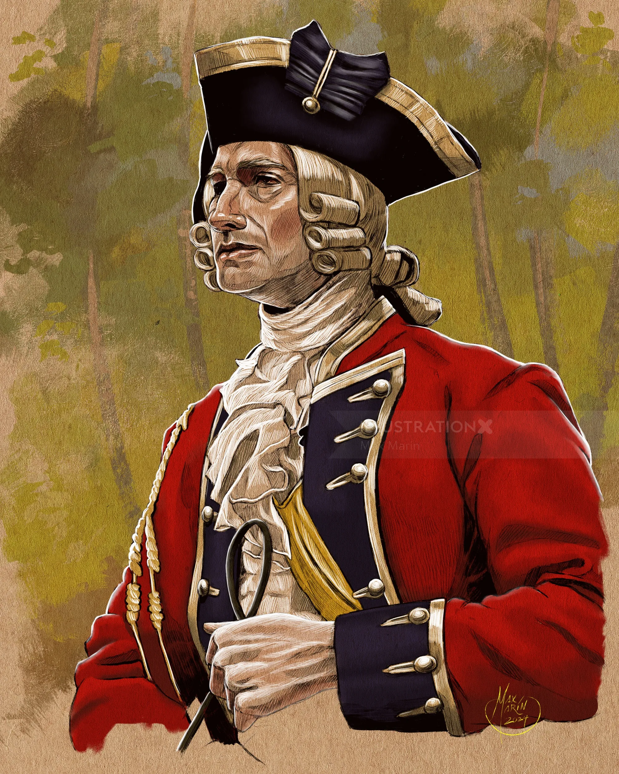 Max Marin sketch of a British soldier in a red coat