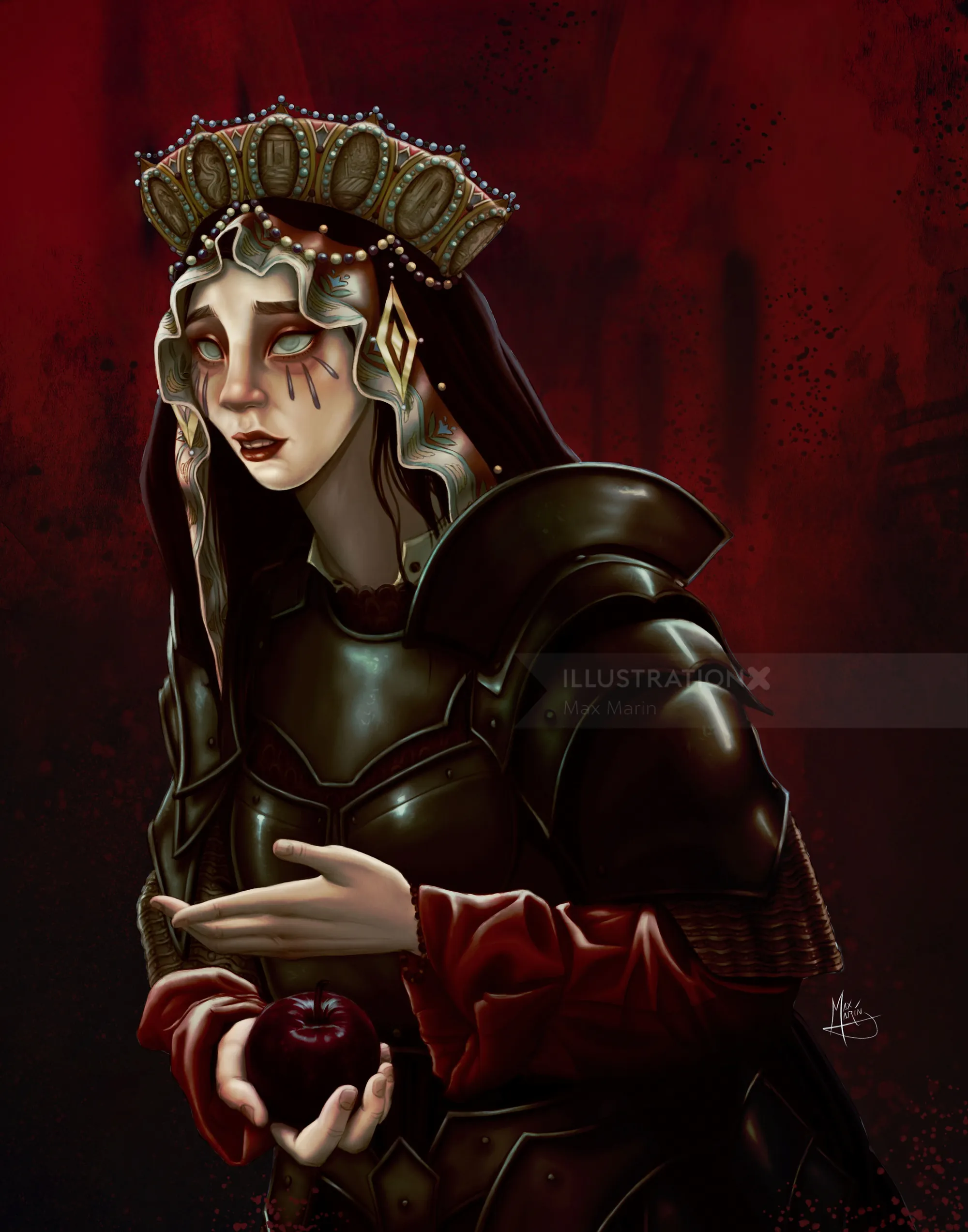 Warrior nun portrait illustrated by Max Marin