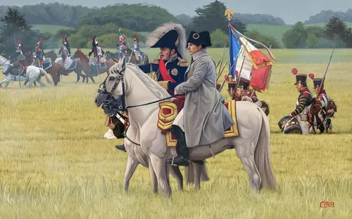 Max Marin painting of Napoleon on horseback at Waterloo