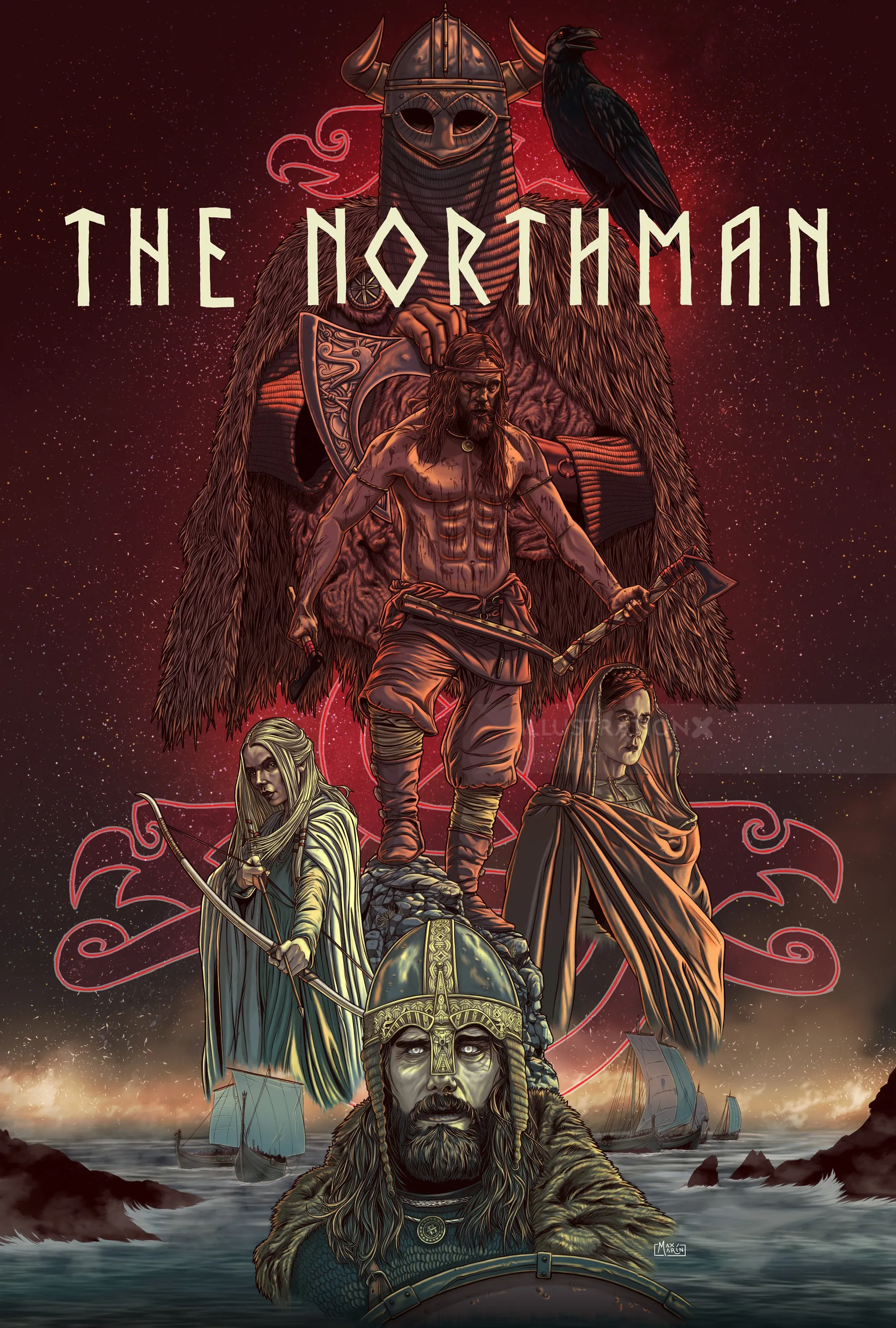 Illustration de Max Marin représentant un guerrier viking tiré du film The Northman