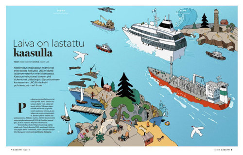 Ilustración editorial Envío de gas del mar Báltico desde Finlandia