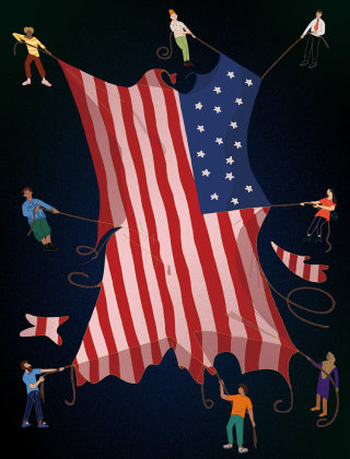 Ilustração editorial da bandeira da América