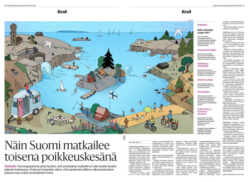 Ilustración de la naturaleza de la vocación de verano en Finlandia