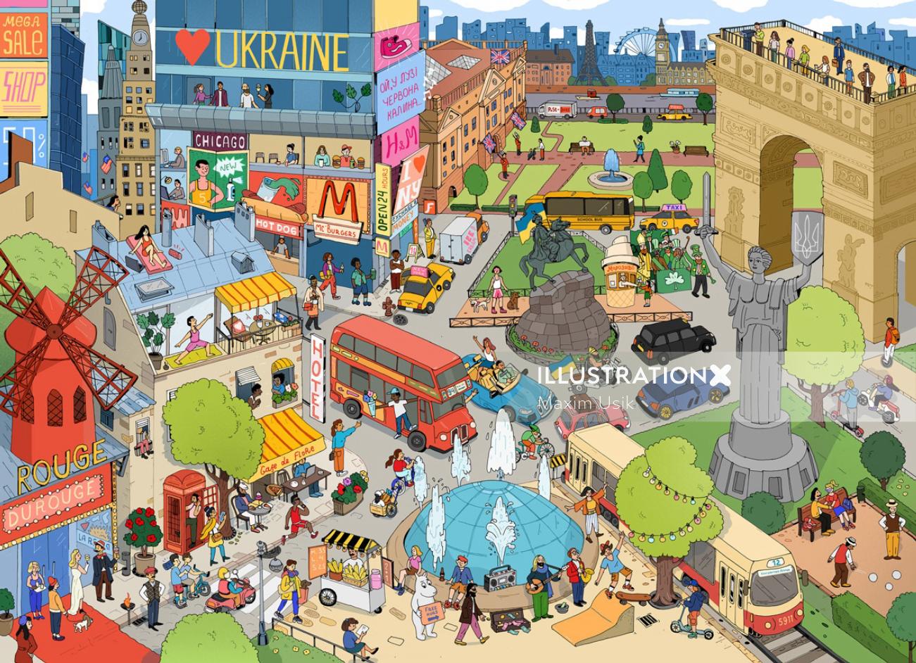 「サポート ウクライナ」の抽象的なパズル アートワーク