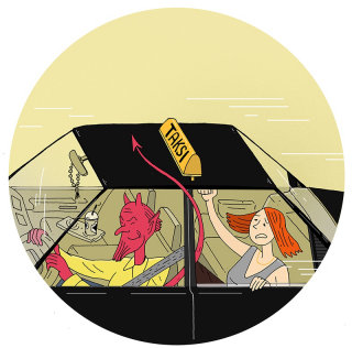 História em quadrinhos sobre os perigos do uso de táxi