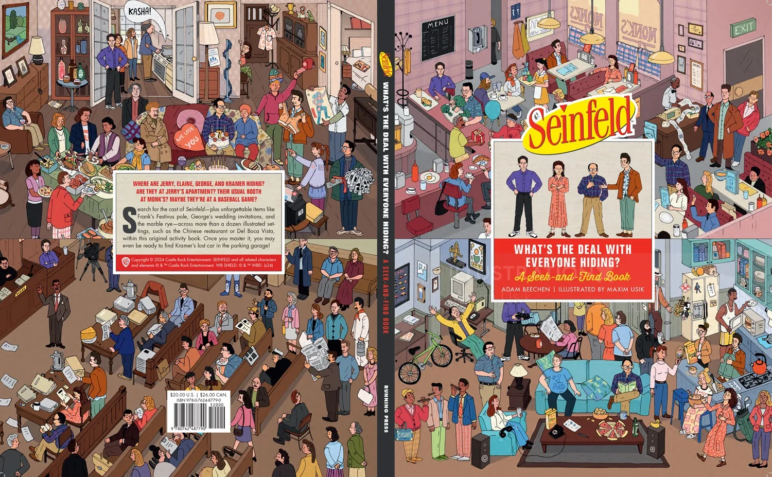 Seinfeld illustration featuring many characters and classic scenes from the show.