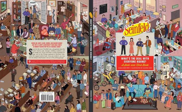 Seinfeld illustration featuring many characters and classic scenes from the show.