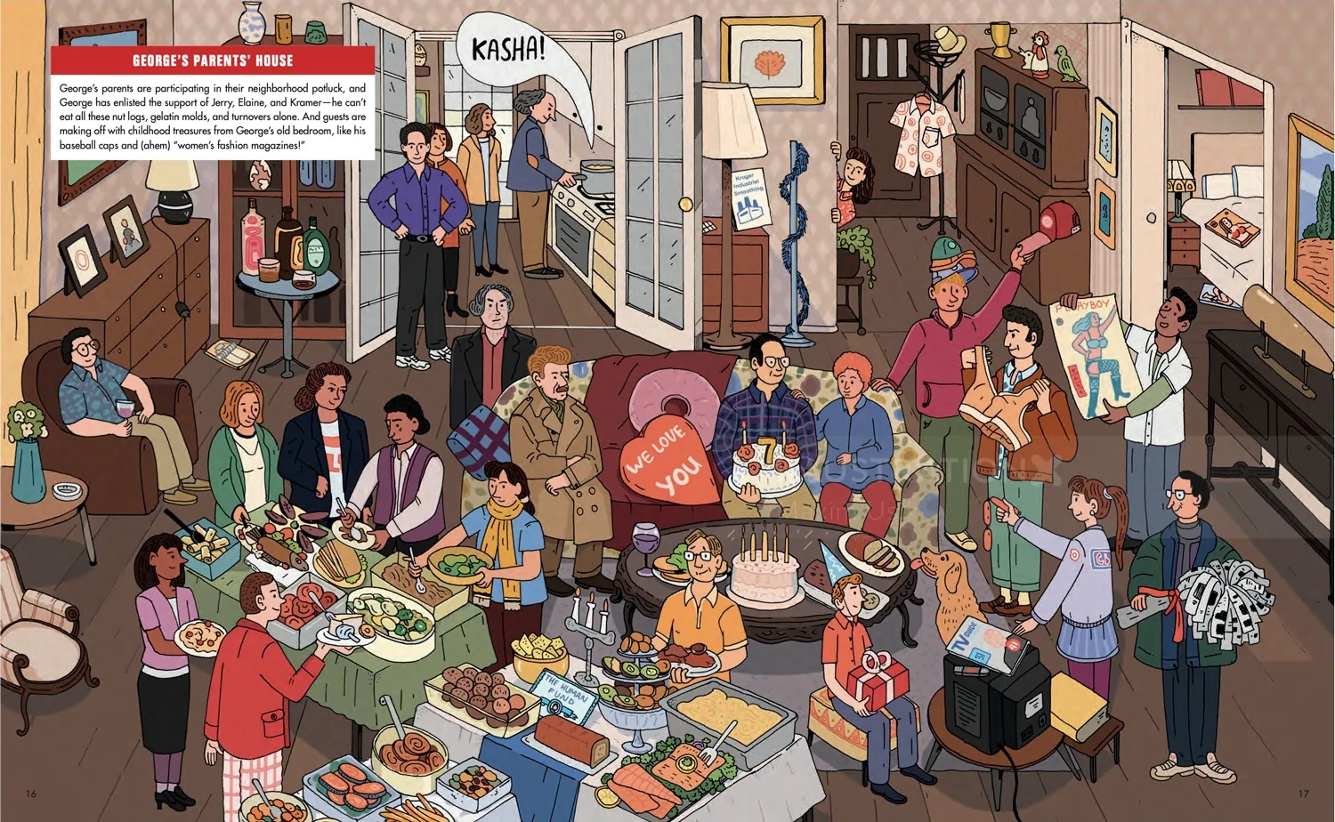 Thanksgiving dinner with diverse group sharing food and stories in a cozy room.
