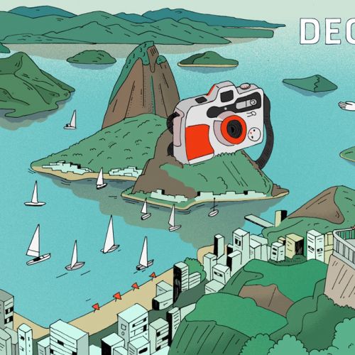 Christ the Redeemer statue overlooking Rio de Janeiro with sailboats and islands by Maxim Usik