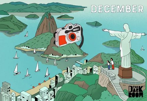 Christ the Redeemer statue overlooking Rio de Janeiro with sailboats and islands by Maxim Usik