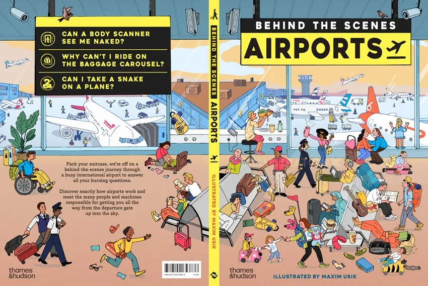 Detailed airport scene with travelers and staff by Maxim Usik