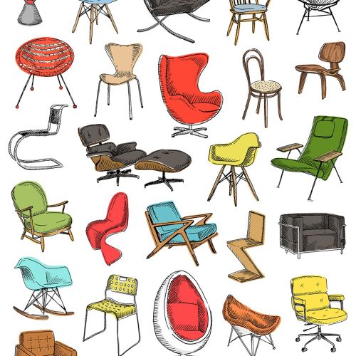 Illustration of types of chairs