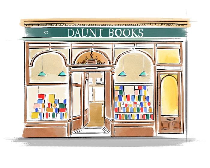 Illustration aquarelle de livres Daunt Londres