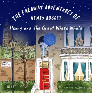 Book cover illustration with house, night sky, and ladder by May van Millingen