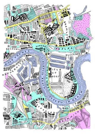 London river flow direction illustration by May van Millingen