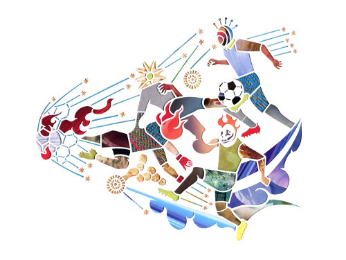 An illustration of soccer players