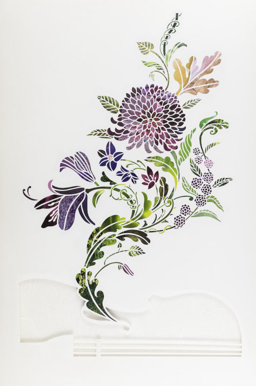 Flower plant paper-cut design