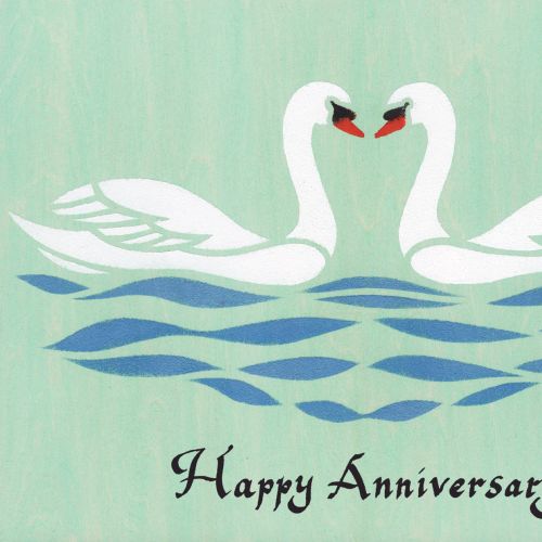The anniversary poster features a mute swan