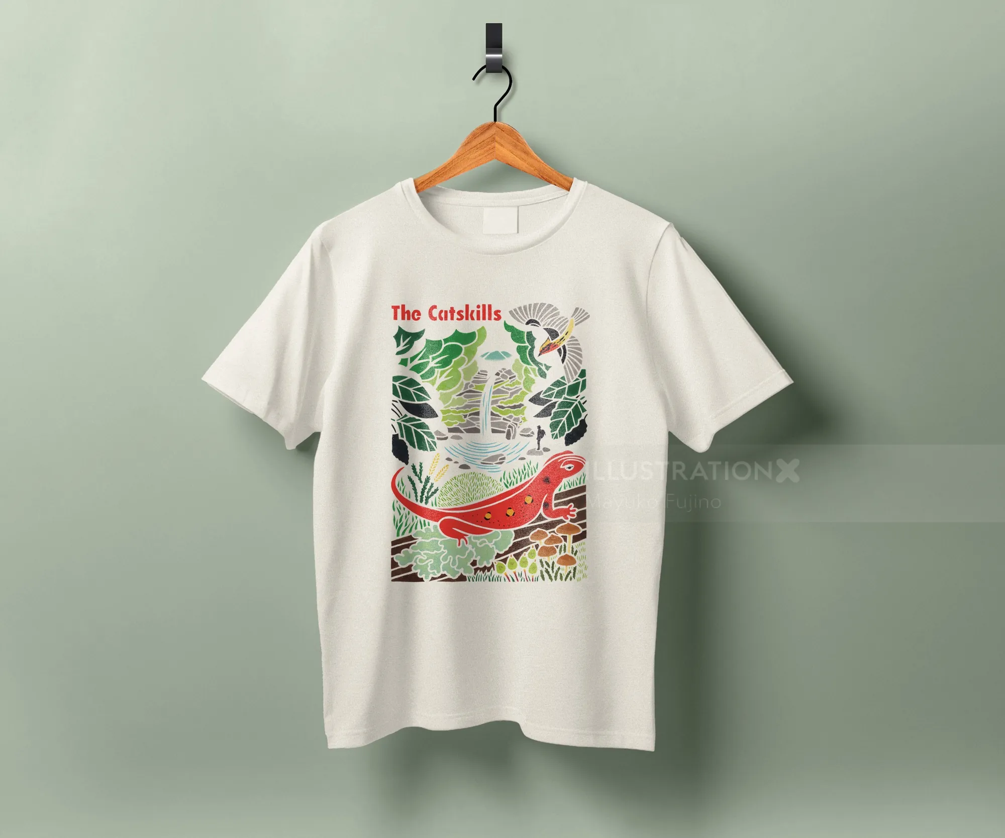 T-shirt with colorful ecological design of Platte Clove Preserve