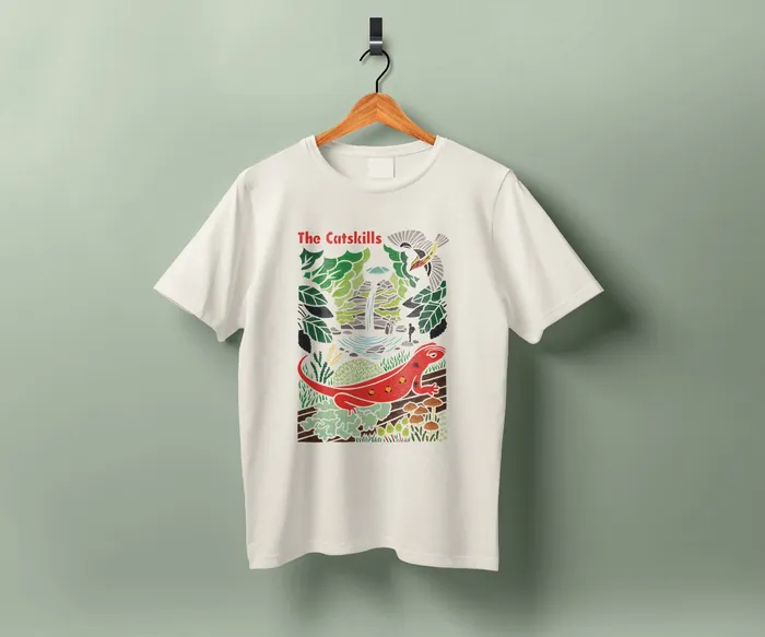 T-shirt with colorful ecological design of Platte Clove Preserve
