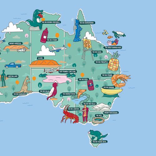 Map highlighting Australia’s roadside Big Things attractions