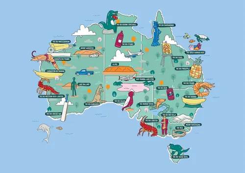 Map highlighting Australia’s roadside Big Things attractions