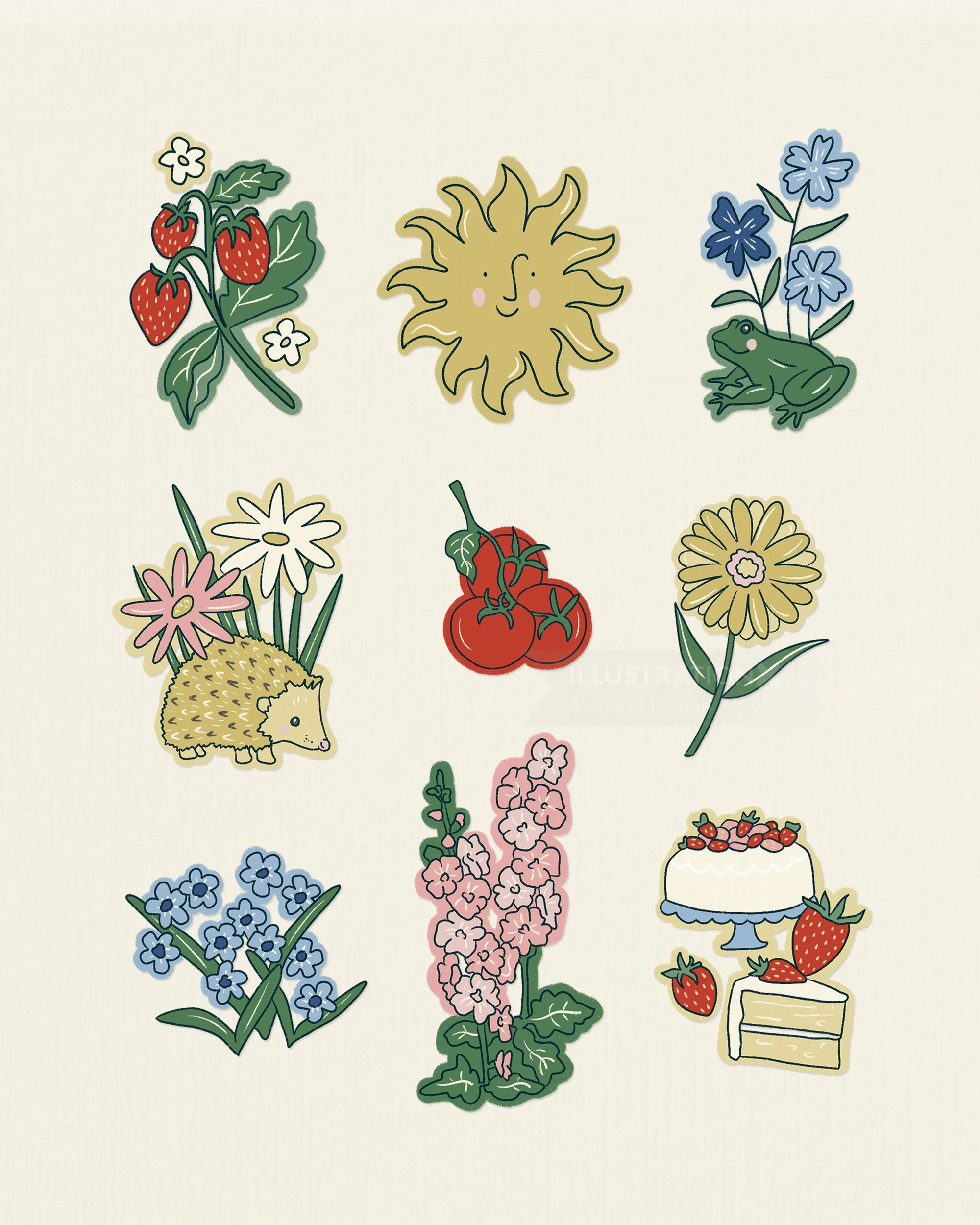 Minimal graphic illustration of Swedish seasonal motifs
