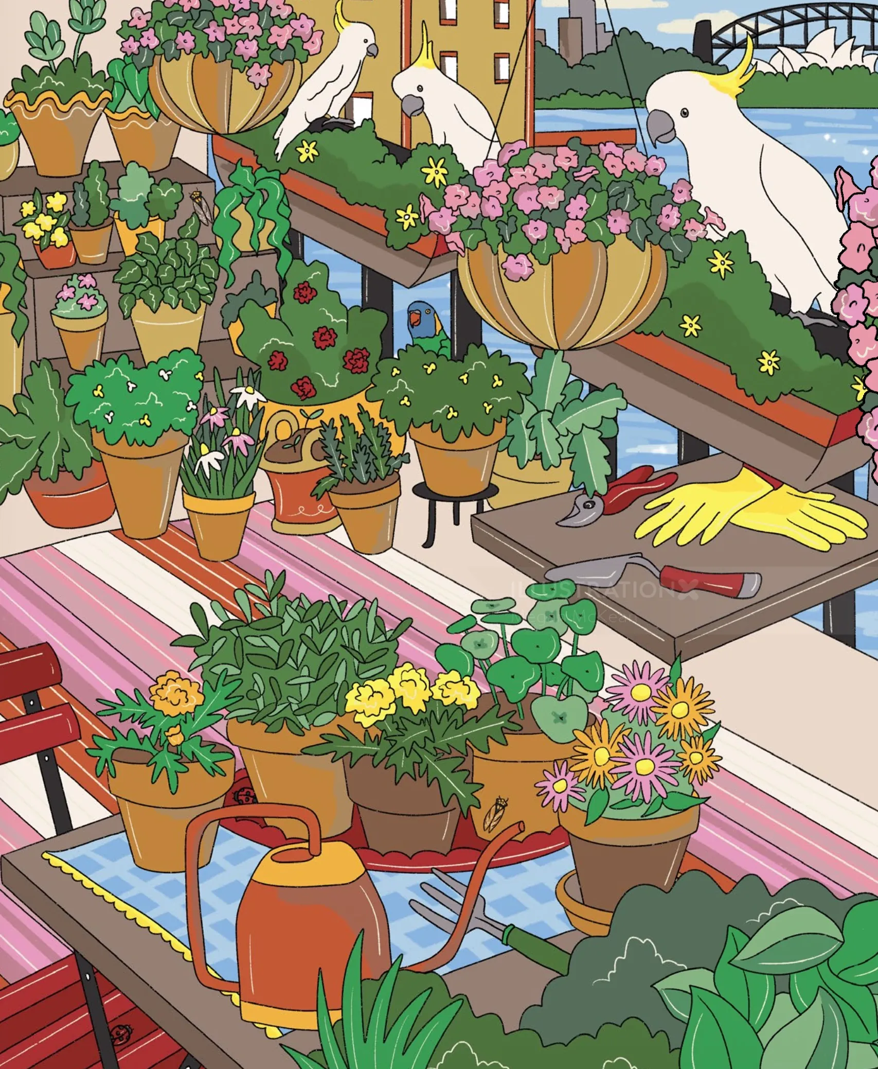 Cozy balcony with plants and sunlight
