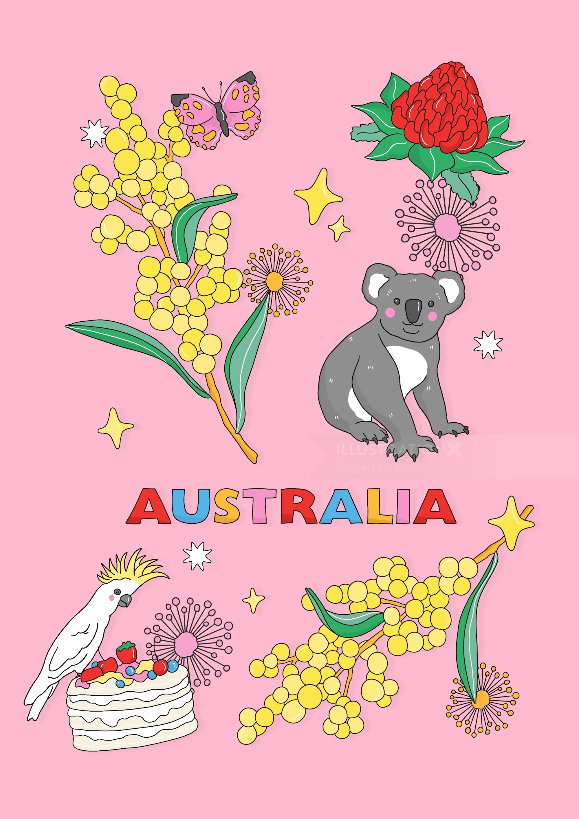 Fleurs et faune australiennes illustrées par Megan McKean