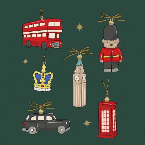 London Christmas ornaments illustrated by Megan McKean