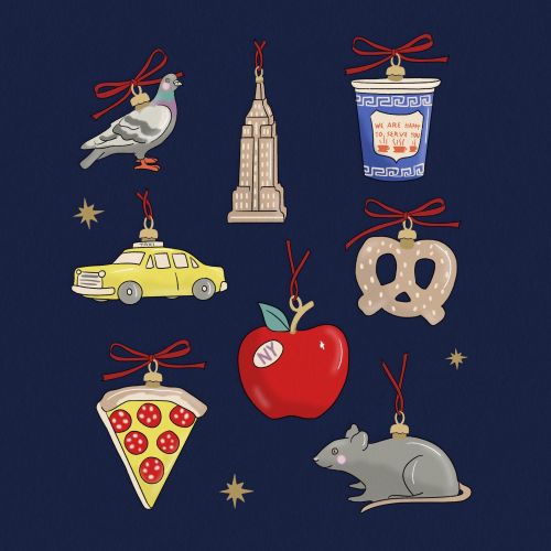 New York Christmas ornaments illustrated by Megan McKean