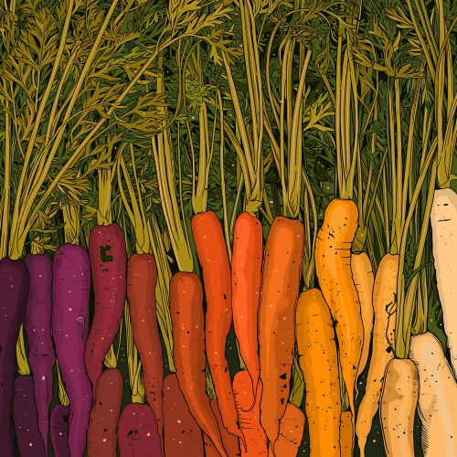Digital illustration of Rainbow Carrots