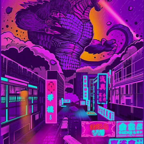 Illustration of Godzilla
