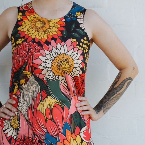 Sunflower painting on dress
