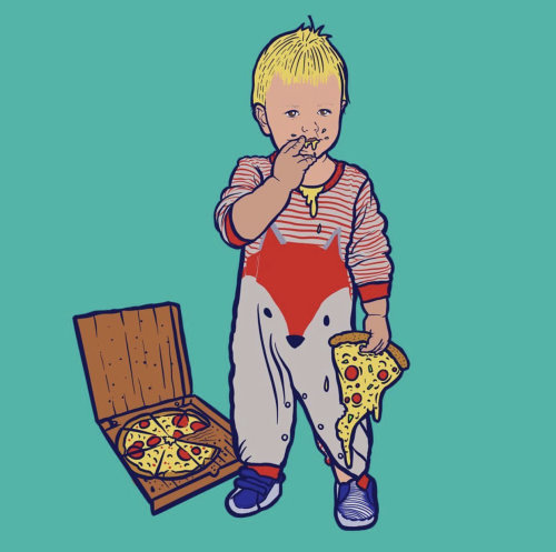 Cute Boy eating pizza