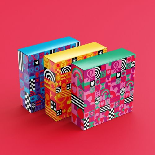 Colorful Avon Breast Cancer Awareness campaign boxes by Mel Cerri