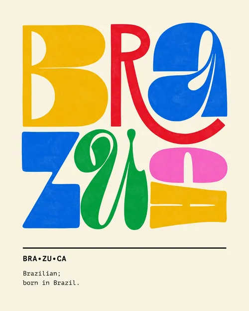 Colorful typography spelling Brazuca by Mel Cerri