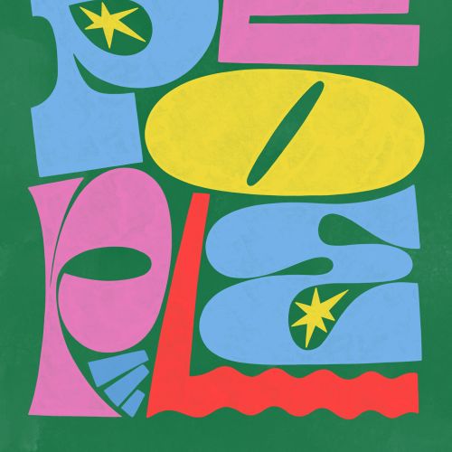 Colorful expressive hand-lettering artwork by Mel Cerri with playful shapes