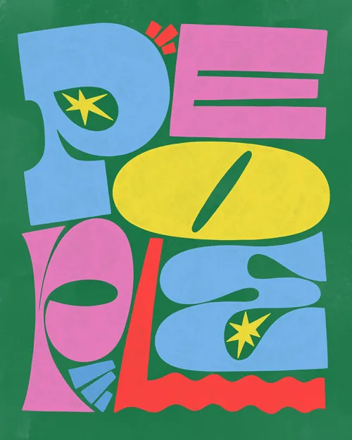 Colorful expressive hand-lettering artwork by Mel Cerri with playful shapes