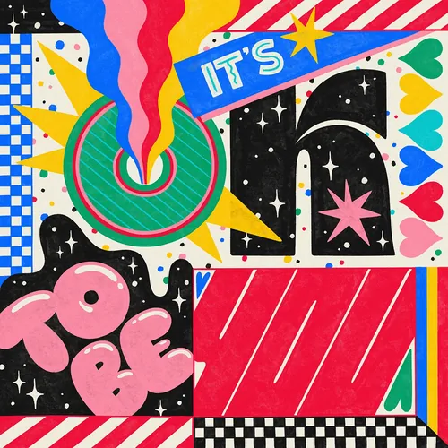Colorful hand-lettered typography artwork by Mel Cerri with abstract shapes
