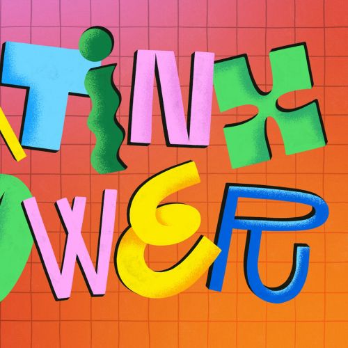 Bright colorful letters spelling Latinx Power by Mel Cerri