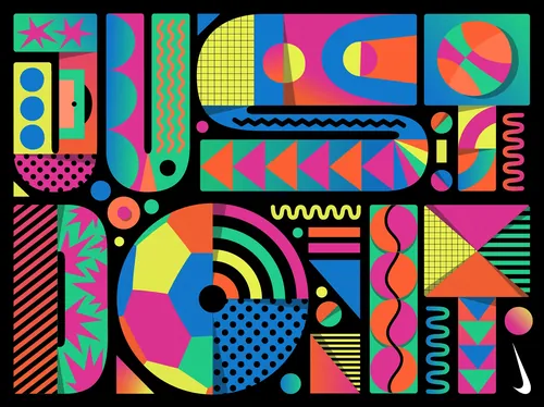 Colorful geometric shapes and patterns inspired by Nike brand - Mel Cerri