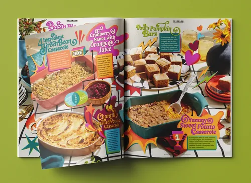 Thanksgiving casseroles and recipes illustrated by Mel Cerri