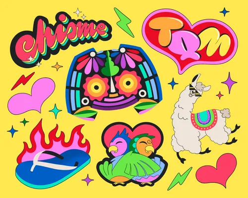 Custom Latino culture Discord icons including chisme, TQM, and llama by Mel Cerri