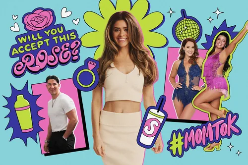 Reality TV collage with roses, torches, and catchphrases by Mel Cerri