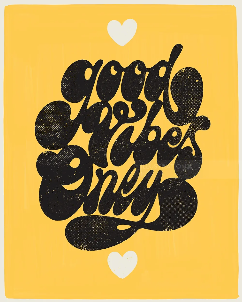 Hand-lettered phrase good vibes only by Mel Cerri